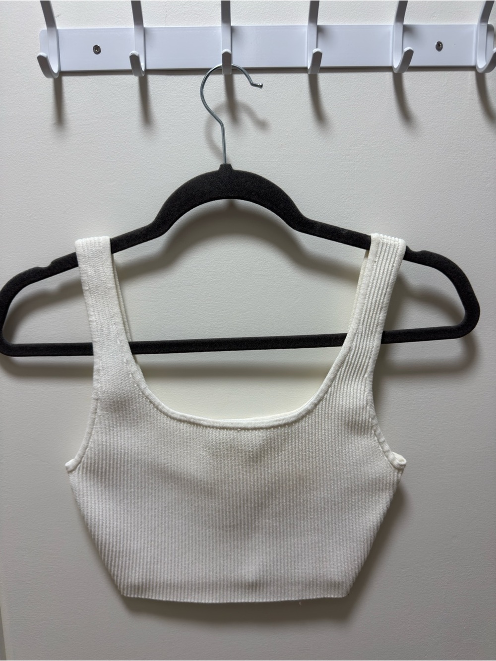 Aritzia Cream Ribbed Square-Neck Tank Top